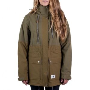 HOLDEN Womens Shelter Jacket Hooded Parka Ski Snowboard Jacket Olive Size XS